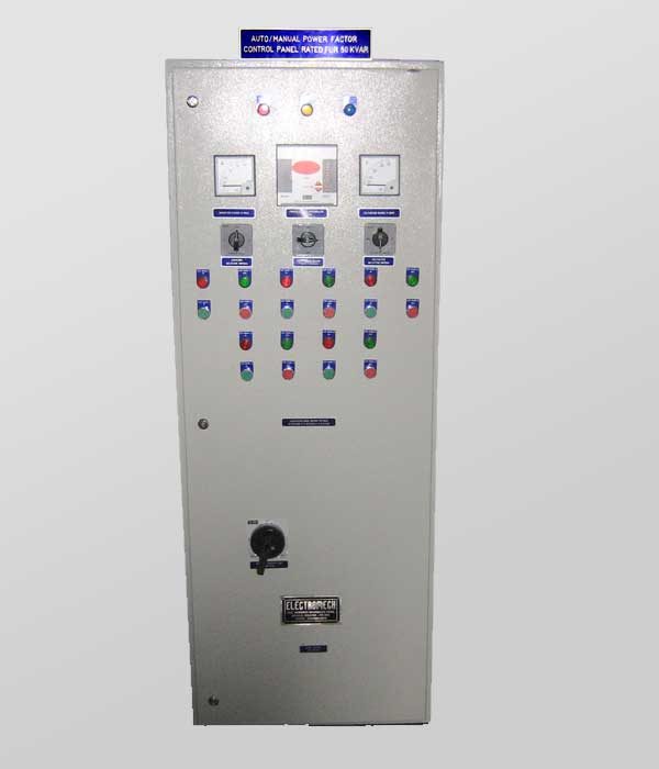 Front View of Automatic Power Factor Correction Control Panel