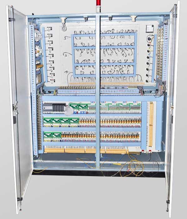 Internal View Of Plc Control Desk With Equipments